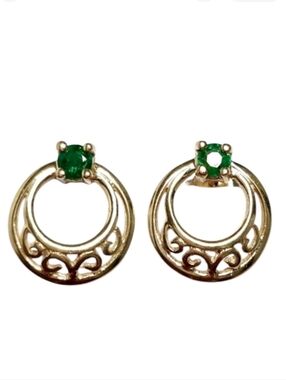 14K Emerald Yellow Gold circle Earrings